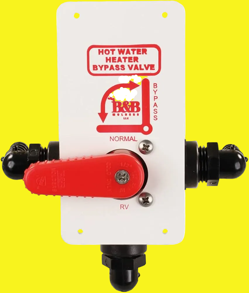 Water heater bypass valve with a red handle