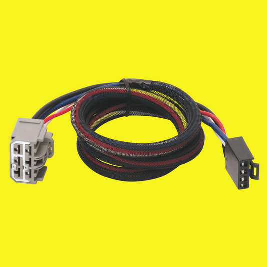 Wiring harness with connectors on a yellow background