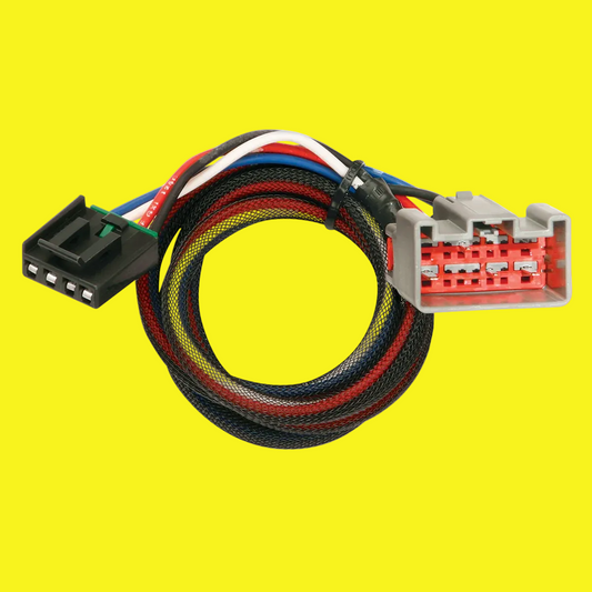 Wiring harness with connectors on a yellow background