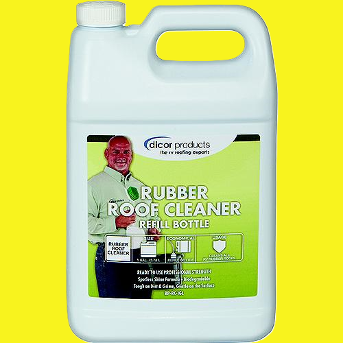 A gallon jug of rubber roof cleaner