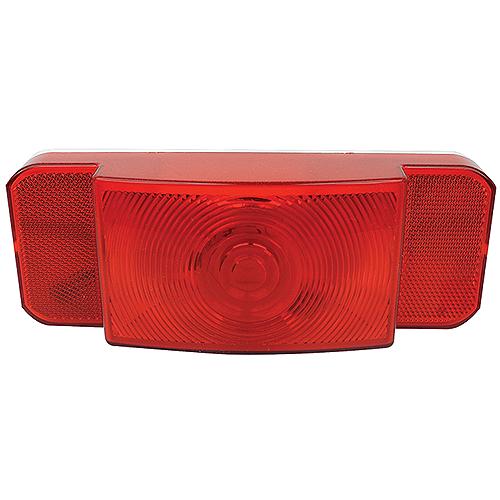Red rectangular tail light on a white background