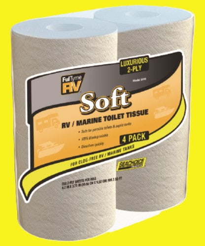 A package of 4 rolls of toilet tissue