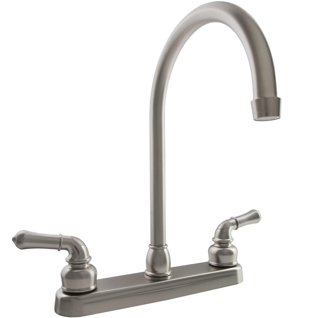 Dura Faucet J-Spout Kitchen Faucet, Brushed Satin Nickel