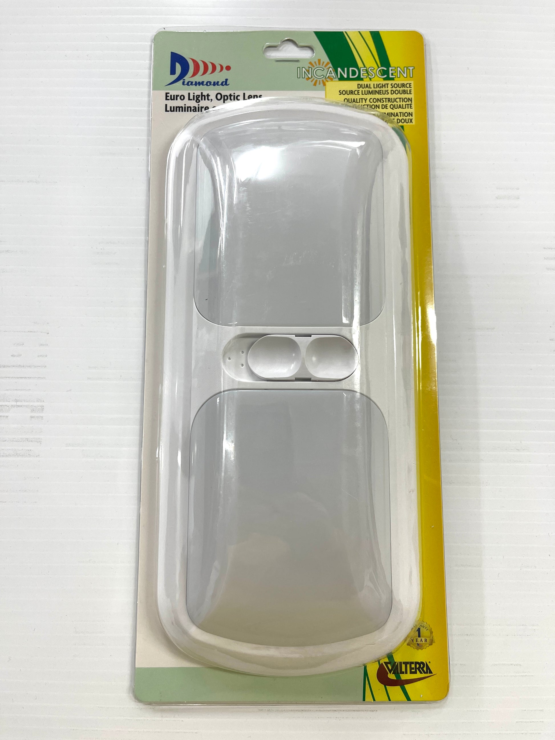 White double incandescent interior camper light in packaging