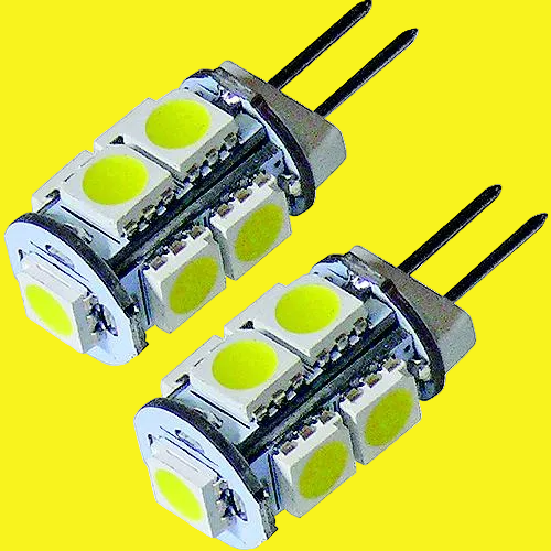 A set of two JC-10 LED light bulbs