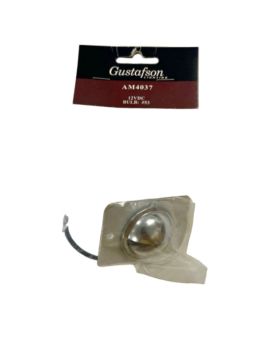 A Gustafon brand AM4037 12VDC courtesy light bulb in retail packaging.