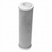 A cylindrical white water filter cartridge with a porous exterior.