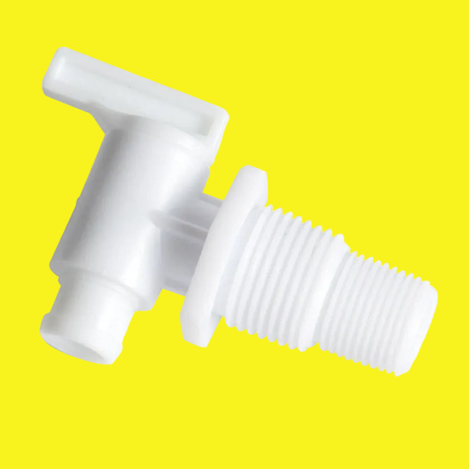 A white universal drain valve