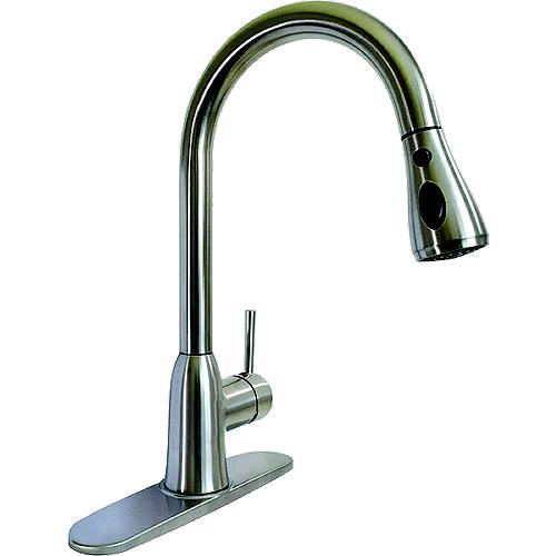 Valterra Premium Power Boost Single Handle Pull Down Kitchen Faucet, Brushed Nickel