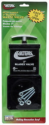 Valterra bladeless valve kit packaging with tools on a green background